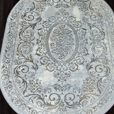 Ковер 00766A - GREY HB / L.BLUE FDY - Овал - коллекция SAHARA