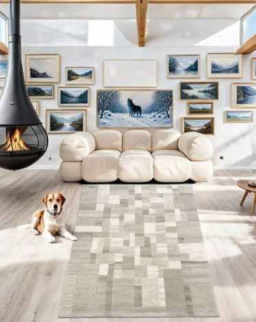 Ковер бельгийский 638176575 Argentum Platinum (PP Heatset Высокоплотный, серый, кремовый)